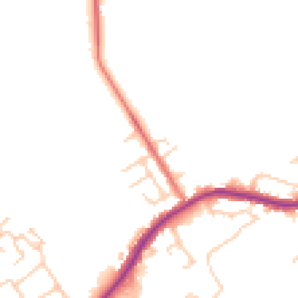 Daytime road noise heatmap for WA3 1DS