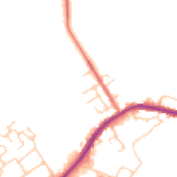 Daytime road noise heatmap for WA3 1DX