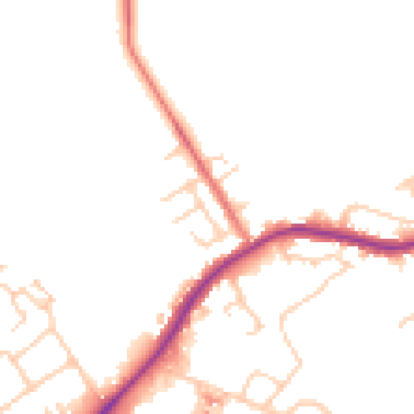 Daytime road noise heatmap for WA3 1DY