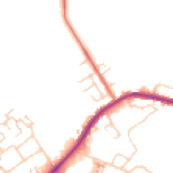 Daytime road noise heatmap for WA3 1DZ