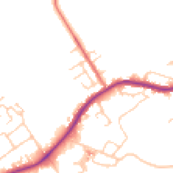 Daytime road noise heatmap for WA3 1EA