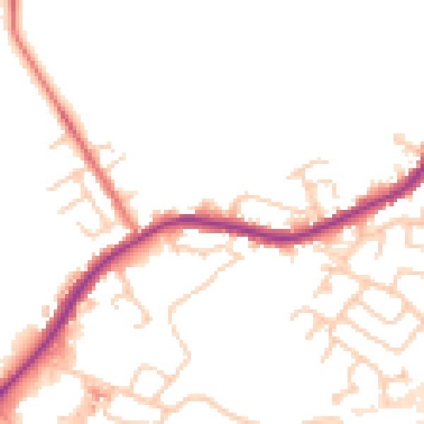 Daytime road noise heatmap for WA3 1ED