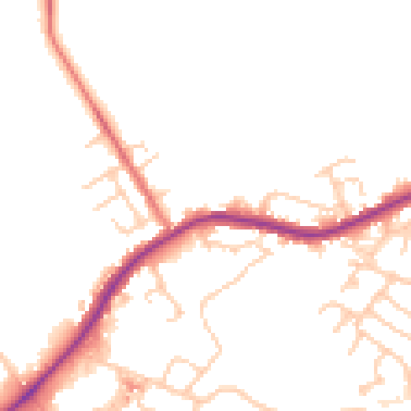 Daytime road noise heatmap for WA3 1EF