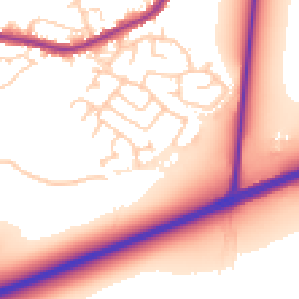 Daytime road noise heatmap for WA3 1EQ