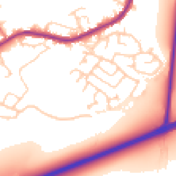 Daytime road noise heatmap for WA3 1EY