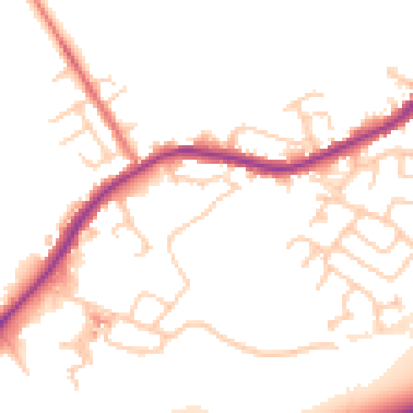 Daytime road noise heatmap for WA3 1FS