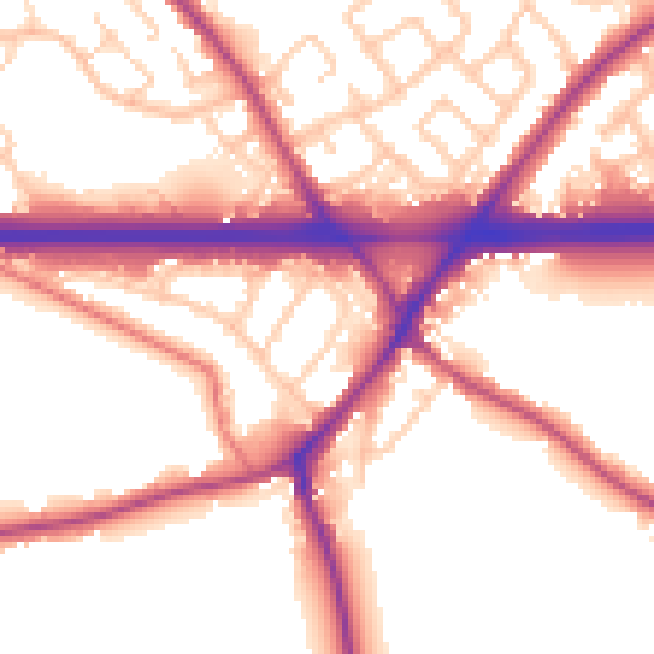 Daytime road noise heatmap for WA3 1HH