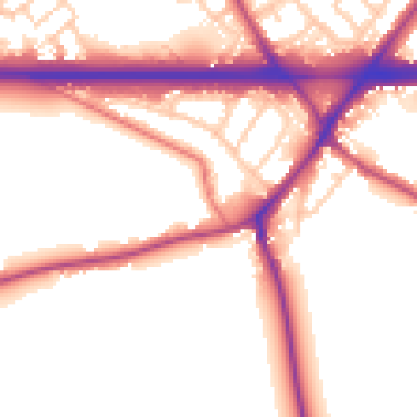 Daytime road noise heatmap for WA3 1JB
