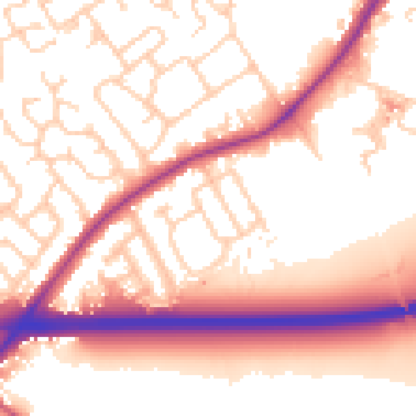 Daytime road noise heatmap for WA3 2BZ