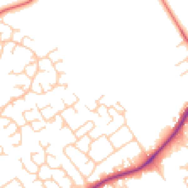 Daytime road noise heatmap for WA3 2DJ