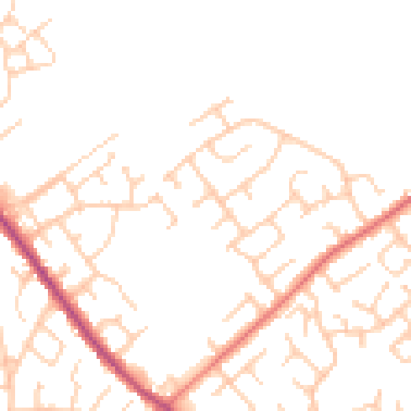 Daytime road noise heatmap for WA3 2HT