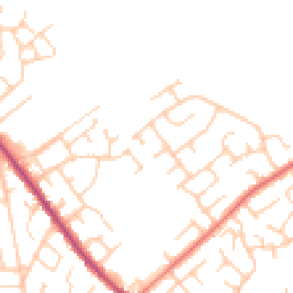 Daytime road noise heatmap for WA3 2HU