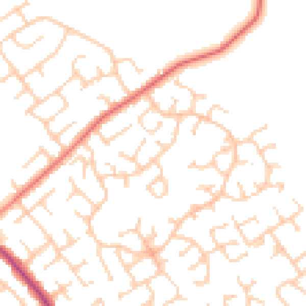 Daytime road noise heatmap for WA3 2JH