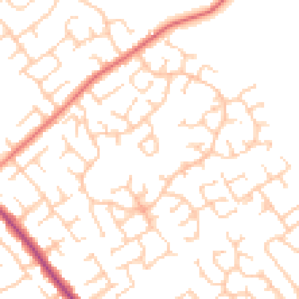 Daytime road noise heatmap for WA3 2JP