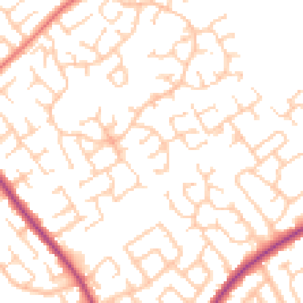 Daytime road noise heatmap for WA3 2LL