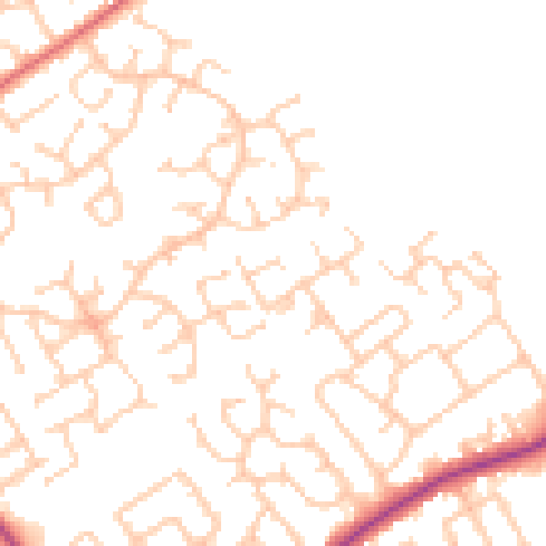 Daytime road noise heatmap for WA3 2LN
