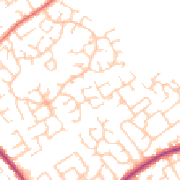 Daytime road noise heatmap for WA3 2LS