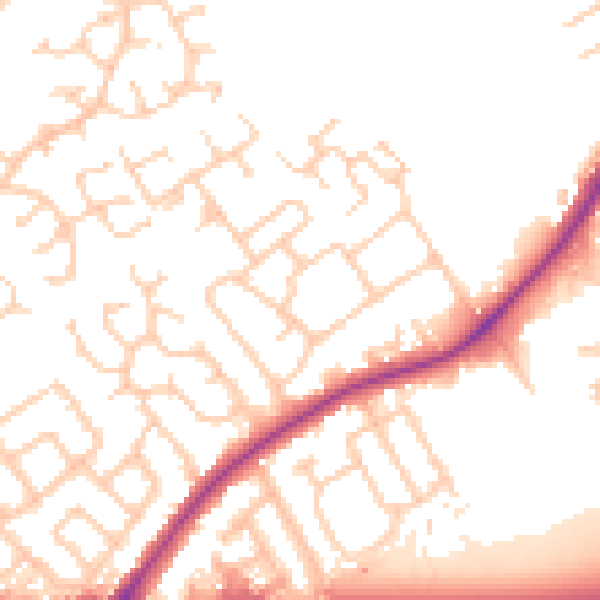 Daytime road noise heatmap for WA3 2LZ