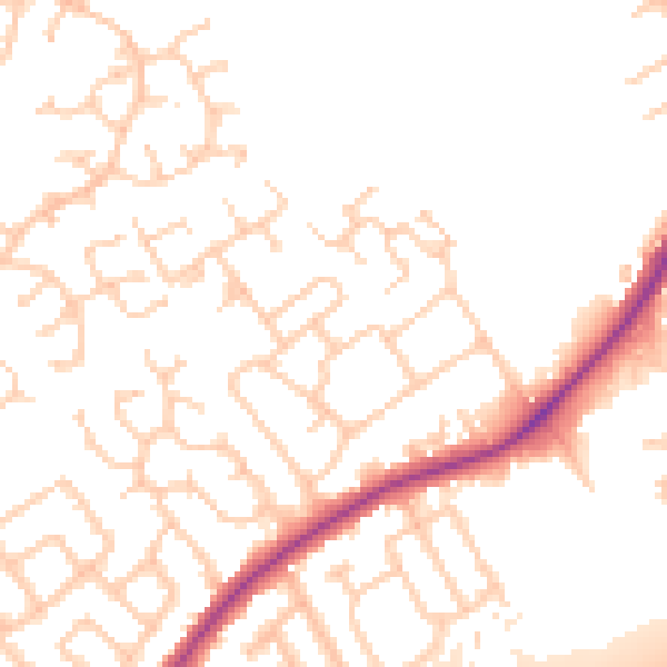 Daytime road noise heatmap for WA3 2NA