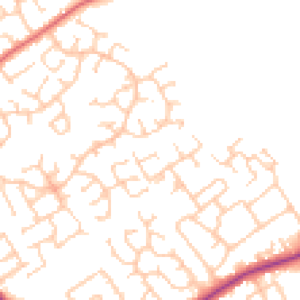 Daytime road noise heatmap for WA3 2NS
