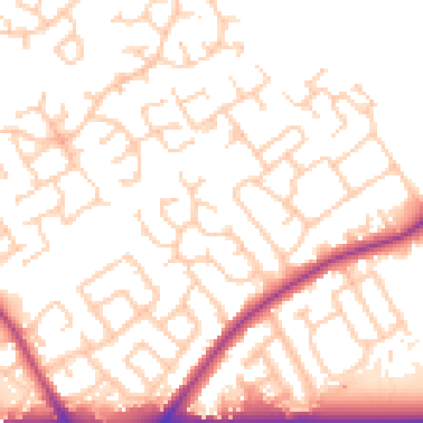 Daytime road noise heatmap for WA3 2QF