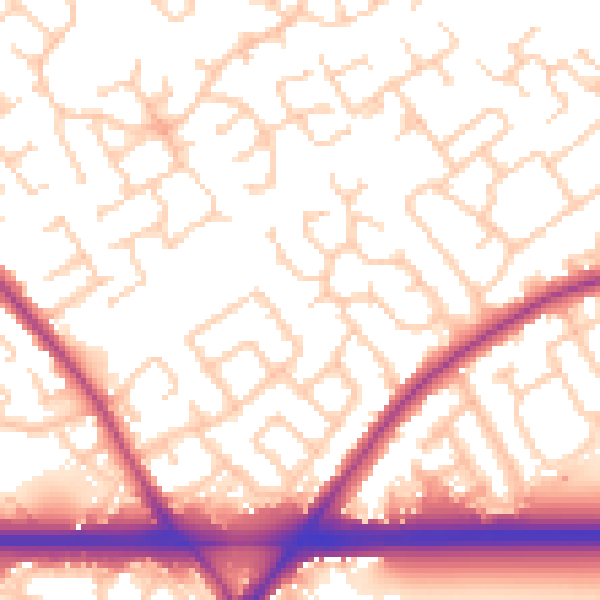 Daytime road noise heatmap for WA3 2QW