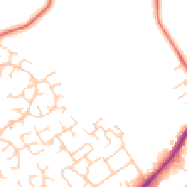 Daytime road noise heatmap for WA3 2UR