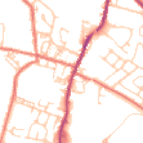 Daytime road noise heatmap for WA3 3BH