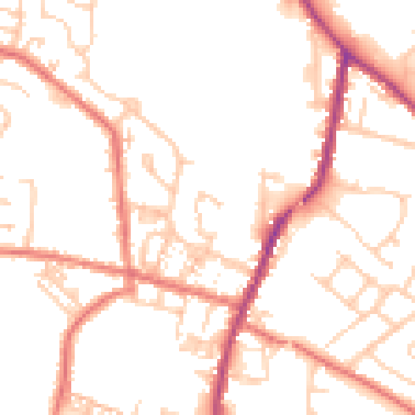 Daytime road noise heatmap for WA3 3DE