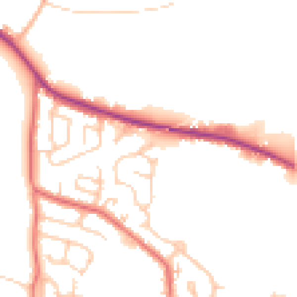 Daytime road noise heatmap for WA3 3GD