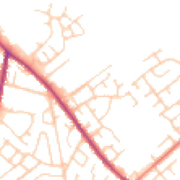 Daytime road noise heatmap for WA3 3HA