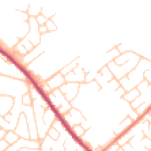 Daytime road noise heatmap for WA3 3HE