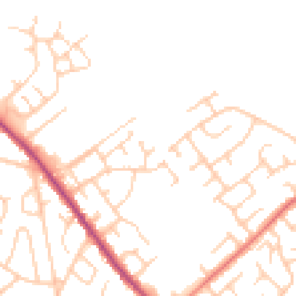 Daytime road noise heatmap for WA3 3HY