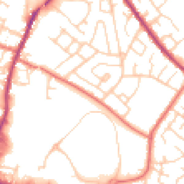 Daytime road noise heatmap for WA3 3JH