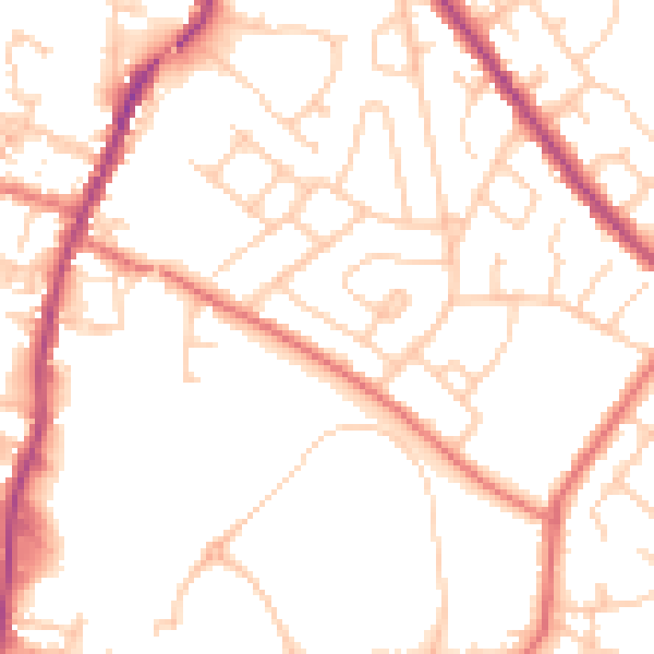 Daytime road noise heatmap for WA3 3LJ