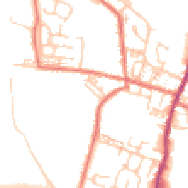 Daytime road noise heatmap for WA3 3NH