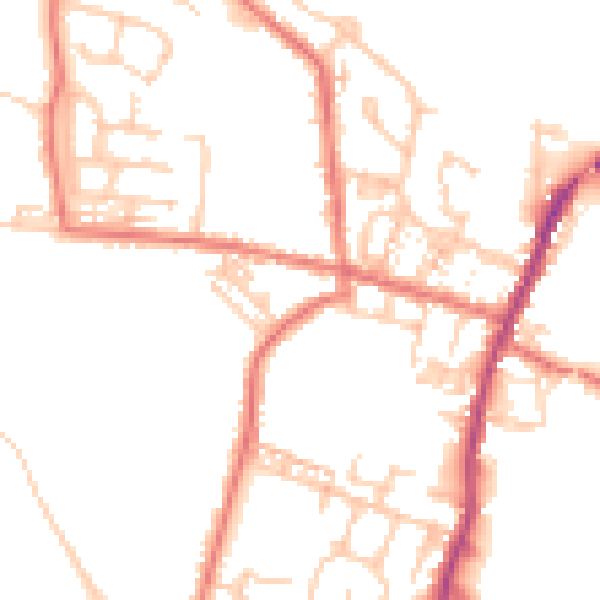 Daytime road noise heatmap for WA3 3NR