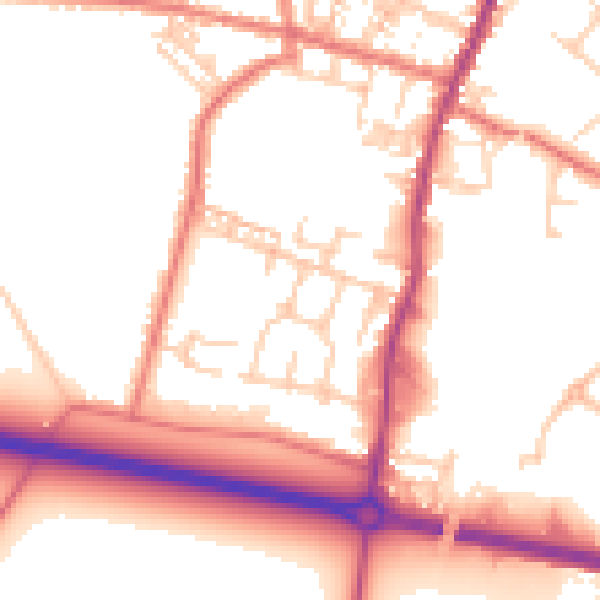 Daytime road noise heatmap for WA3 3PF