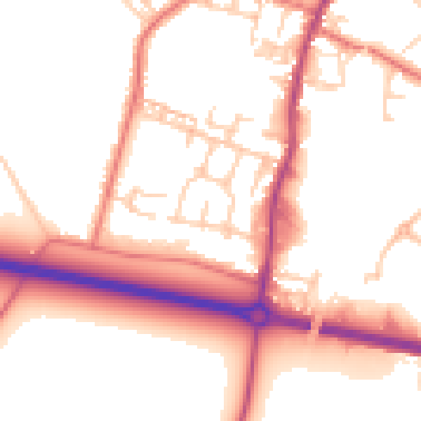 Daytime road noise heatmap for WA3 3PL