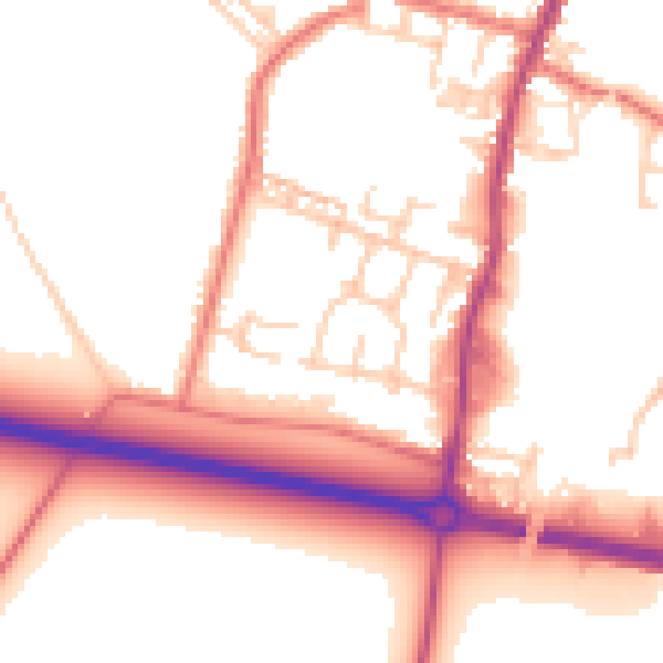 Daytime road noise heatmap for WA3 3PN