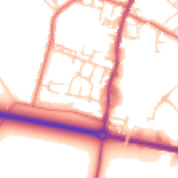 Daytime road noise heatmap for WA3 3PQ