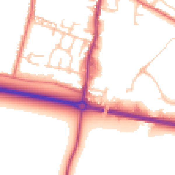 Daytime road noise heatmap for WA3 3PX