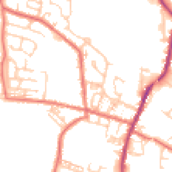 Daytime road noise heatmap for WA3 3SB