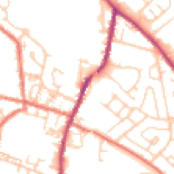 Daytime road noise heatmap for WA3 3TG