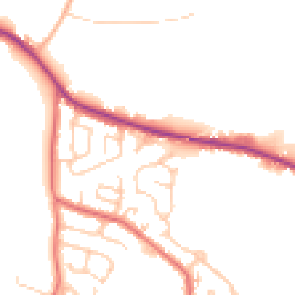 Daytime road noise heatmap for WA3 3TQ
