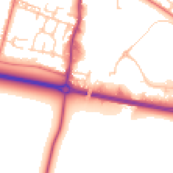 Daytime road noise heatmap for WA3 3WN