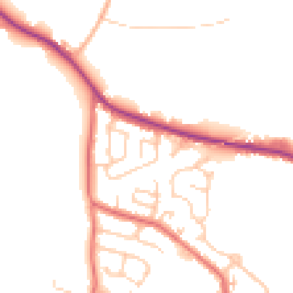 Daytime road noise heatmap for WA3 3XG