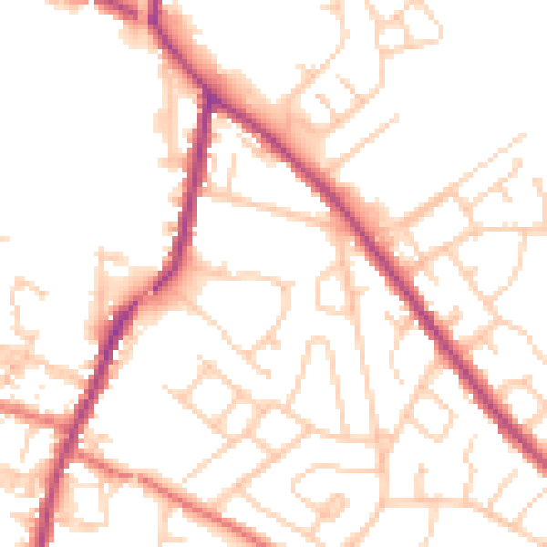 Daytime road noise heatmap for WA3 3XJ