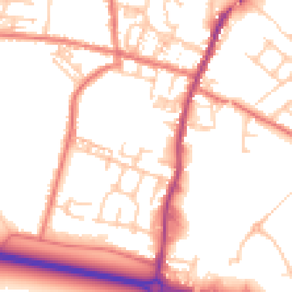 Daytime road noise heatmap for WA3 3XR