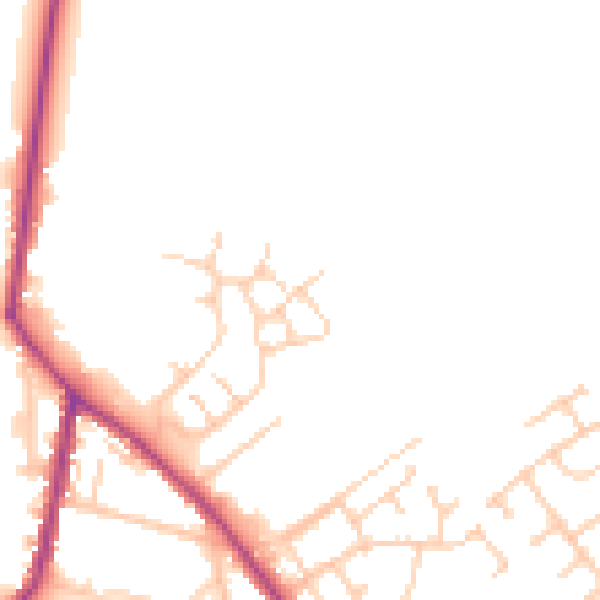 Daytime road noise heatmap for WA3 3YR